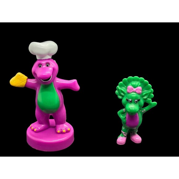 The Lions Group Other - Vtg Barney Cookie Stamp 3.75" Cake Topper Figure And 2" Baby Bop The Lyons Group